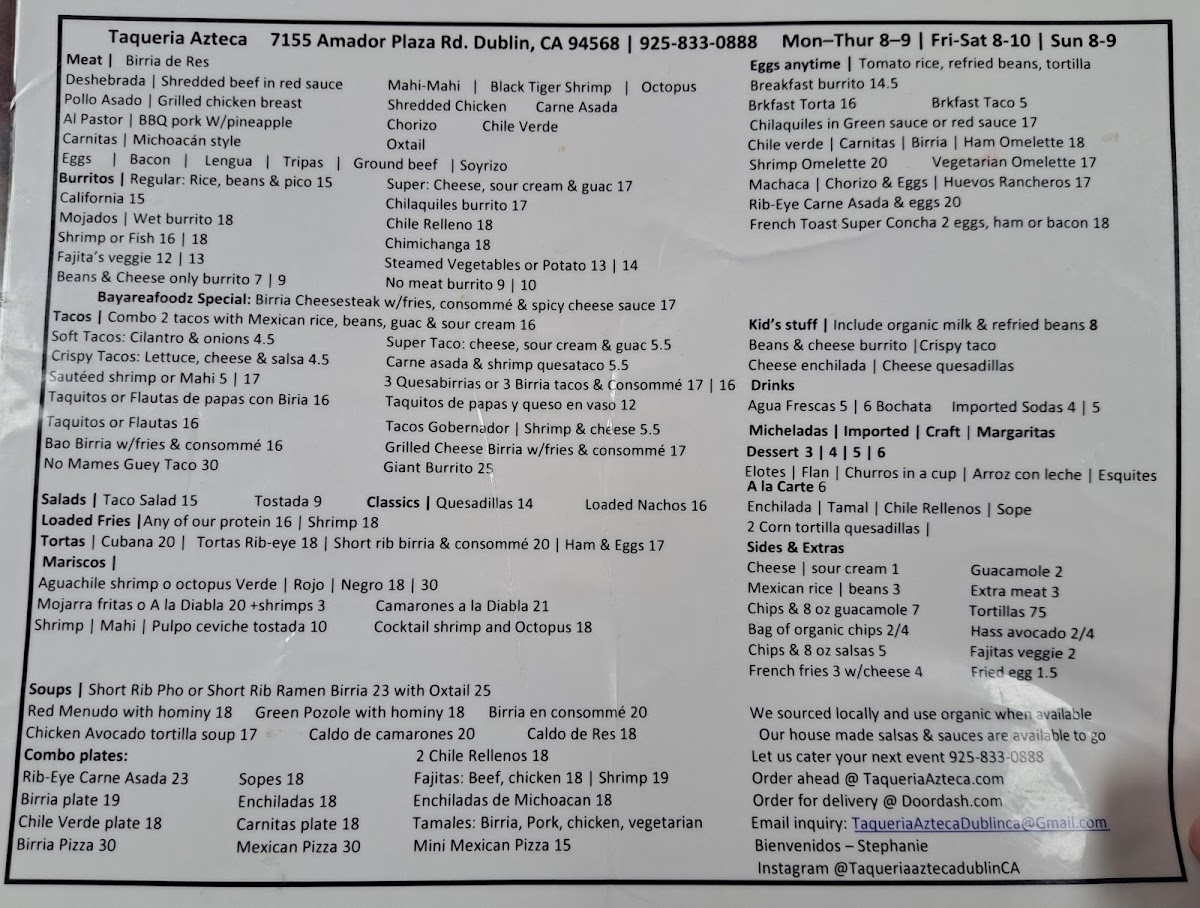 Taqueria Azteca Menu - Image 1